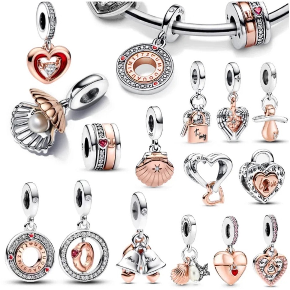 1pm a Charm Pandora Sterling Silver Bicolor Heart Love Collection